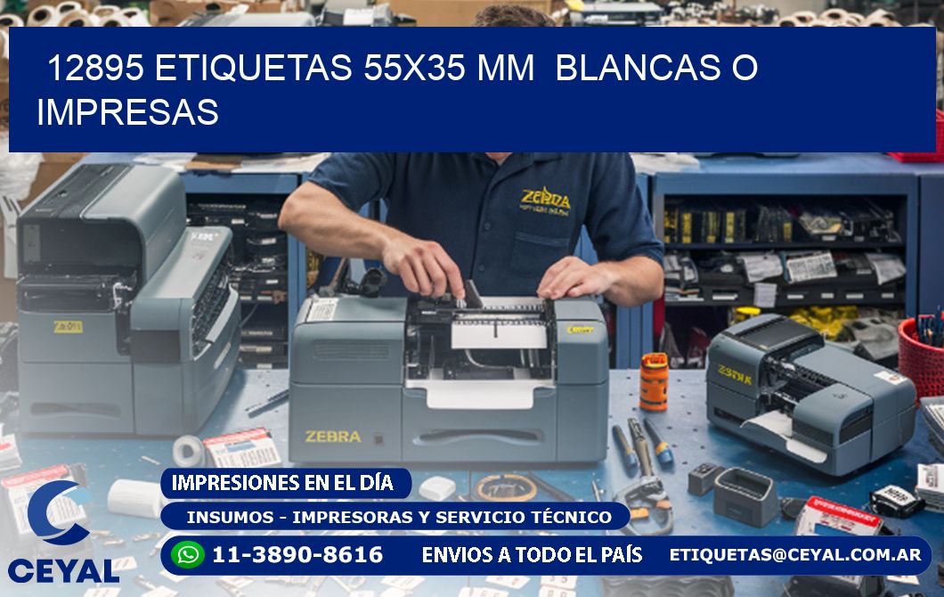 12895 ETIQUETAS 55x35 mm  BLANCAS O IMPRESAS