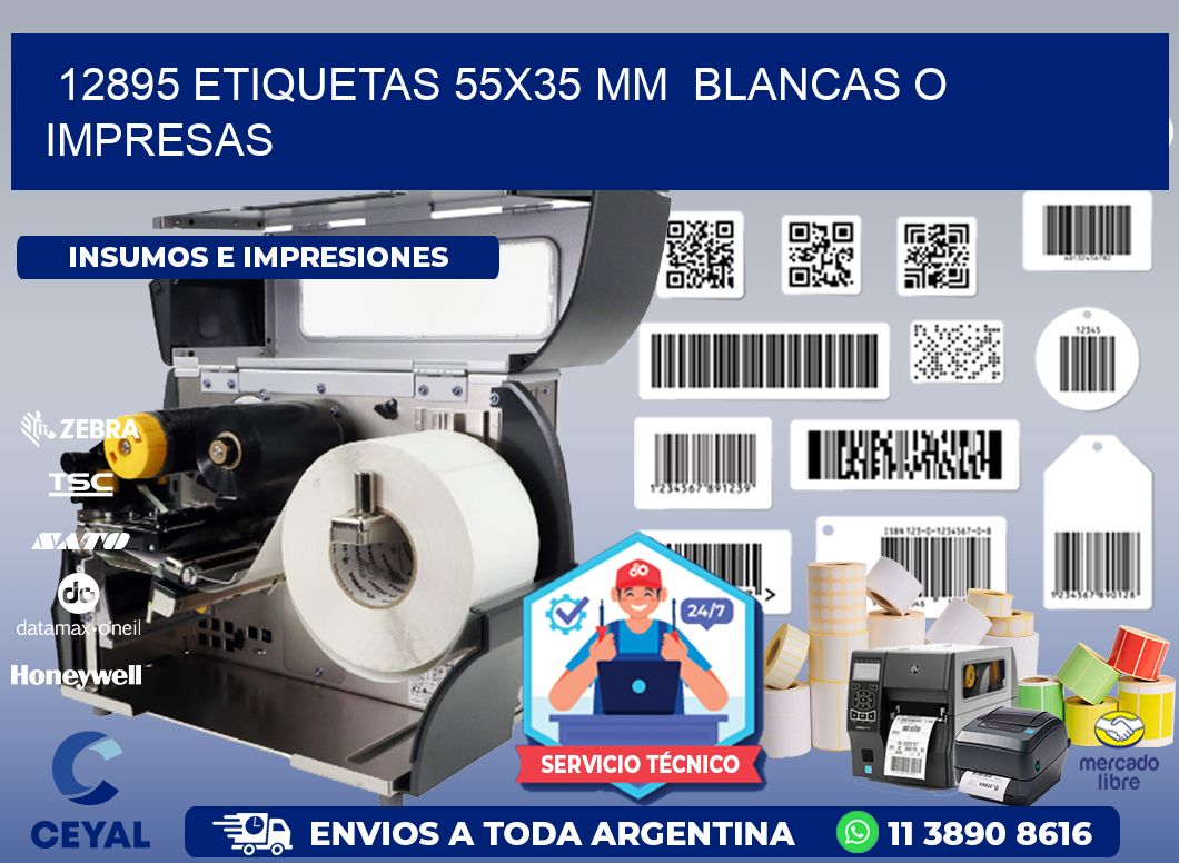 12895 ETIQUETAS 55x35 mm  BLANCAS O IMPRESAS