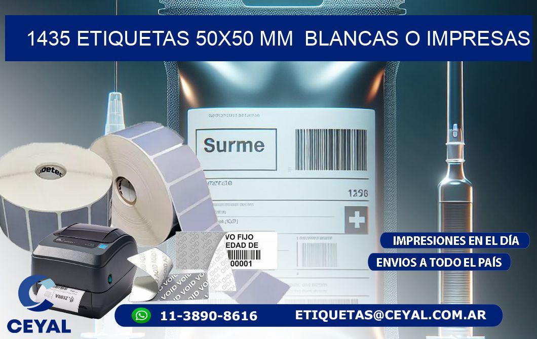 1435 ETIQUETAS 50×50 mm  BLANCAS O IMPRESAS