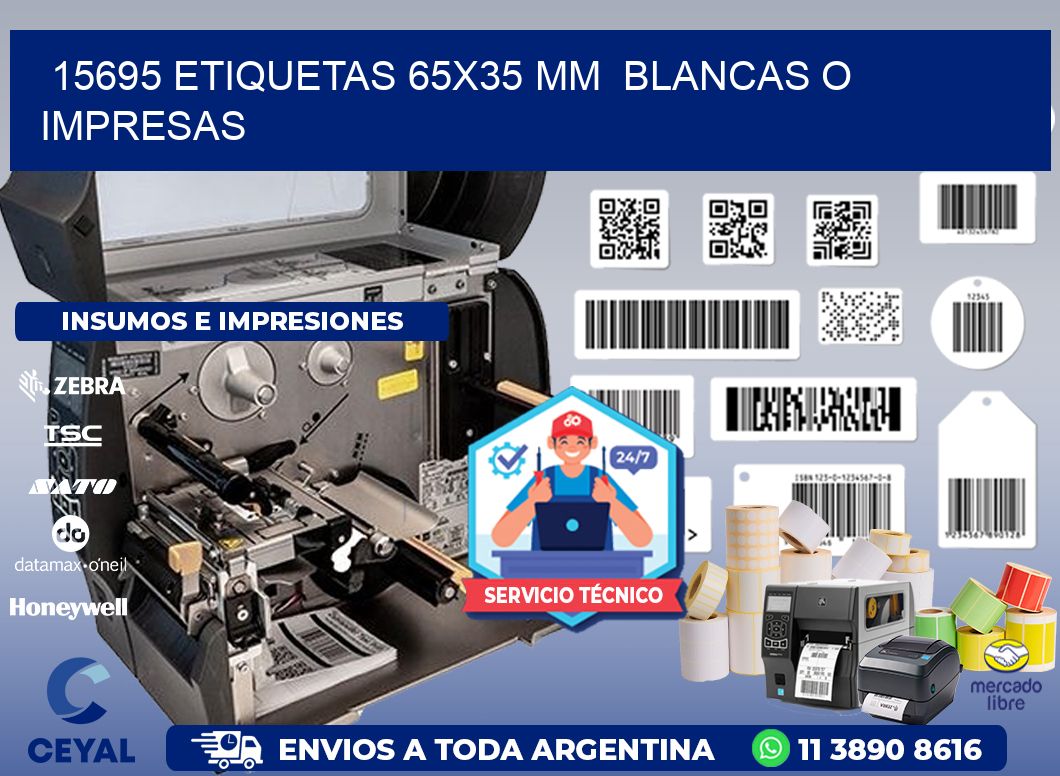 15695 ETIQUETAS 65x35 mm  BLANCAS O IMPRESAS