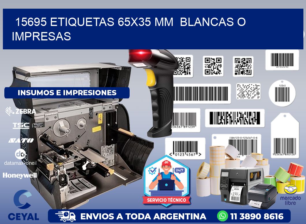 15695 ETIQUETAS 65x35 mm  BLANCAS O IMPRESAS