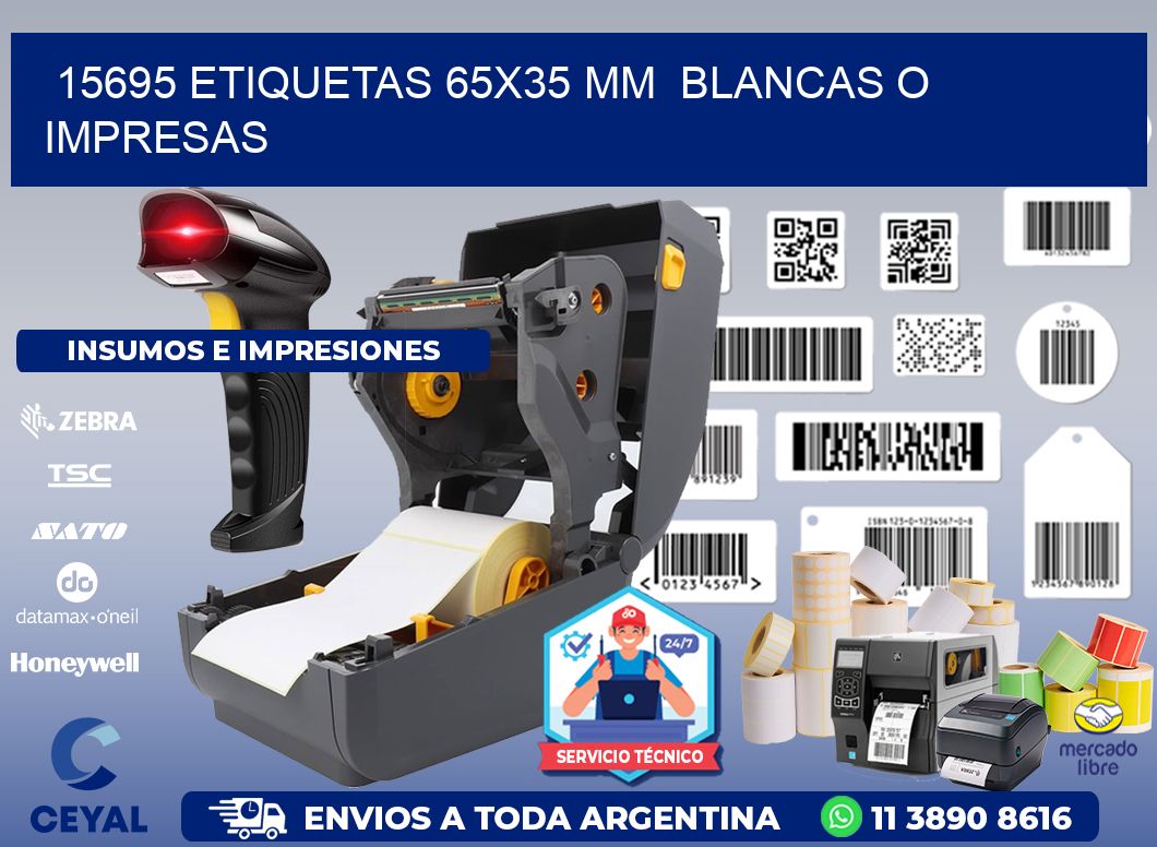 15695 ETIQUETAS 65x35 mm  BLANCAS O IMPRESAS