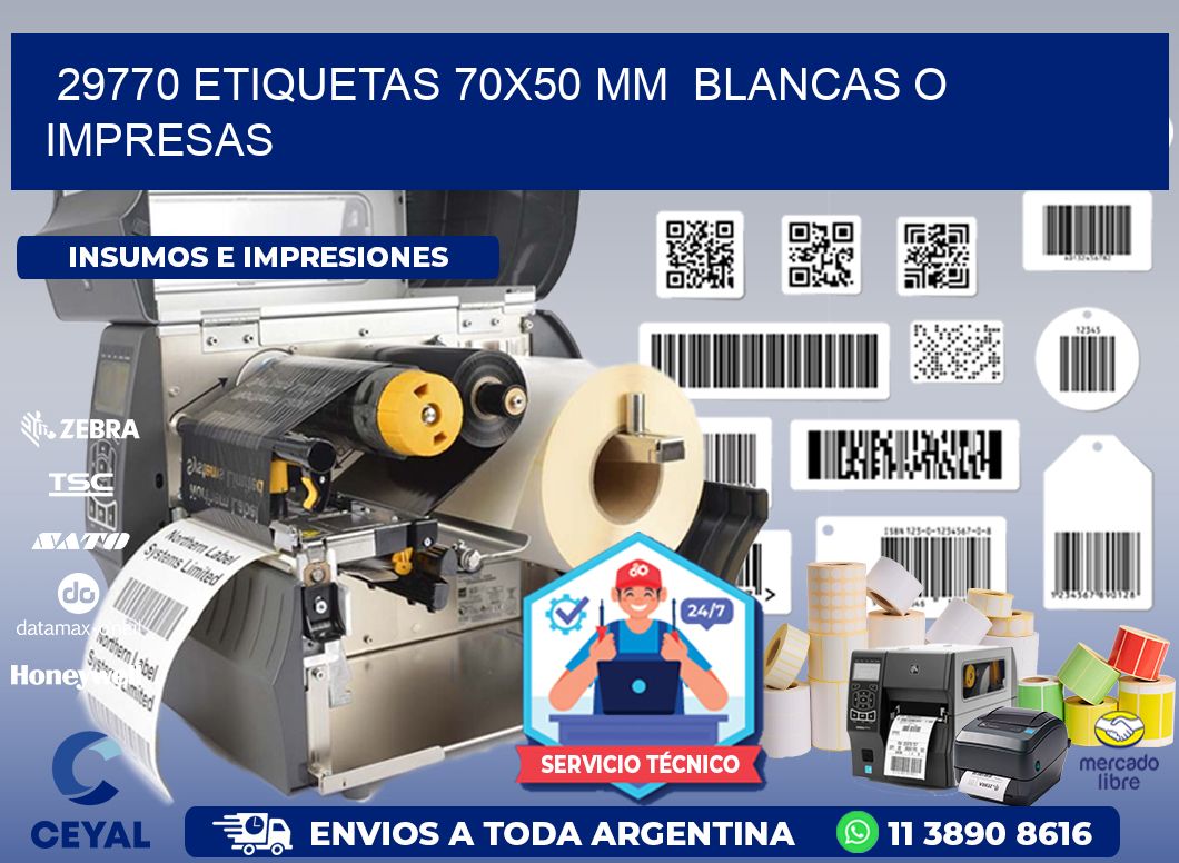 29770 ETIQUETAS 70x50 mm  BLANCAS O IMPRESAS