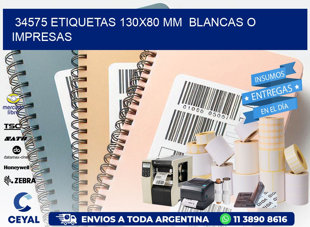 34575 ETIQUETAS 130x80 mm  BLANCAS O IMPRESAS