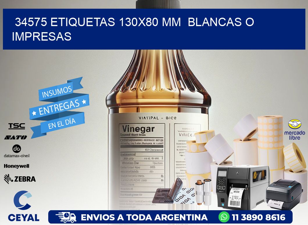 34575 ETIQUETAS 130x80 mm  BLANCAS O IMPRESAS