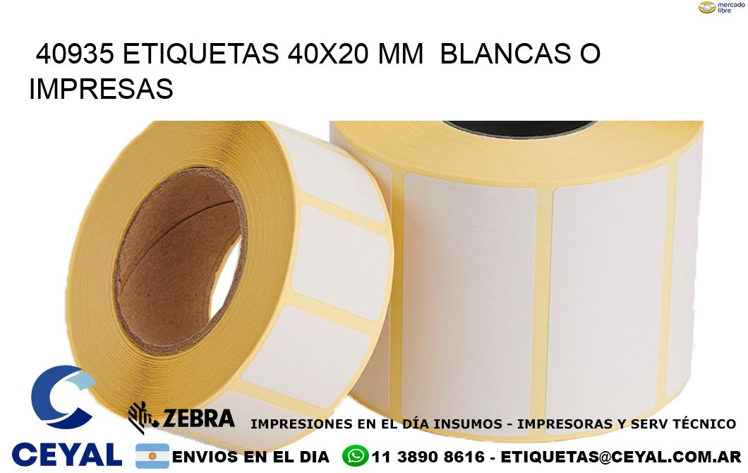 40935 ETIQUETAS 40x20 mm  BLANCAS O IMPRESAS