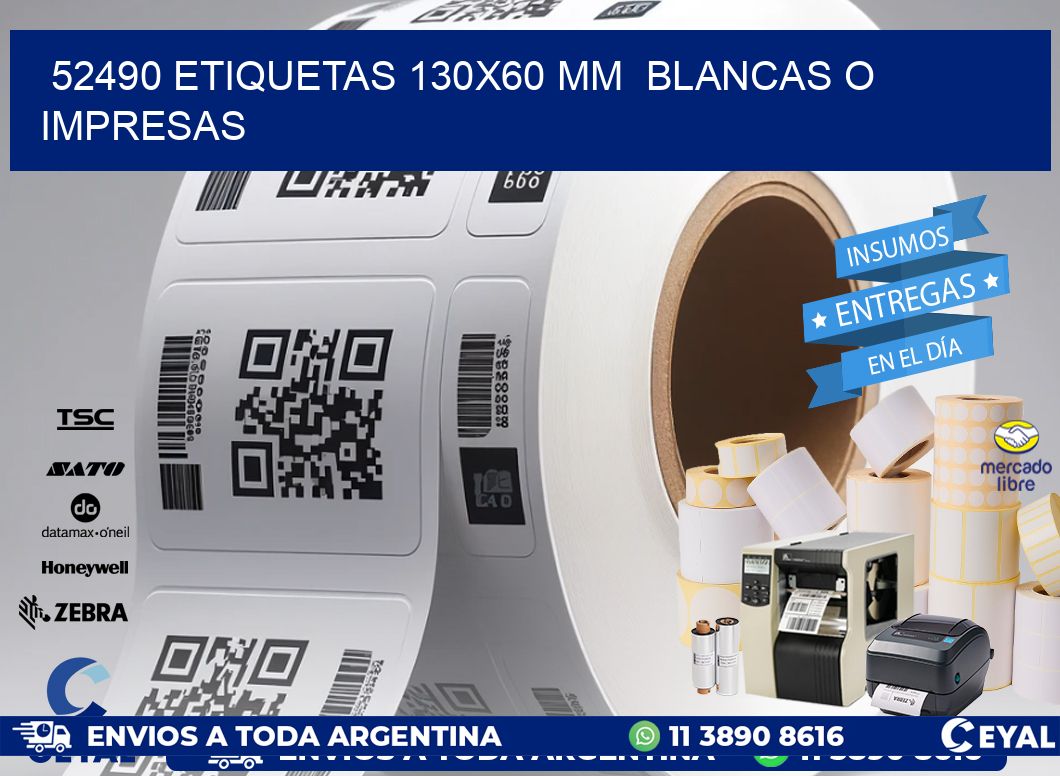 52490 ETIQUETAS 130x60 mm  BLANCAS O IMPRESAS