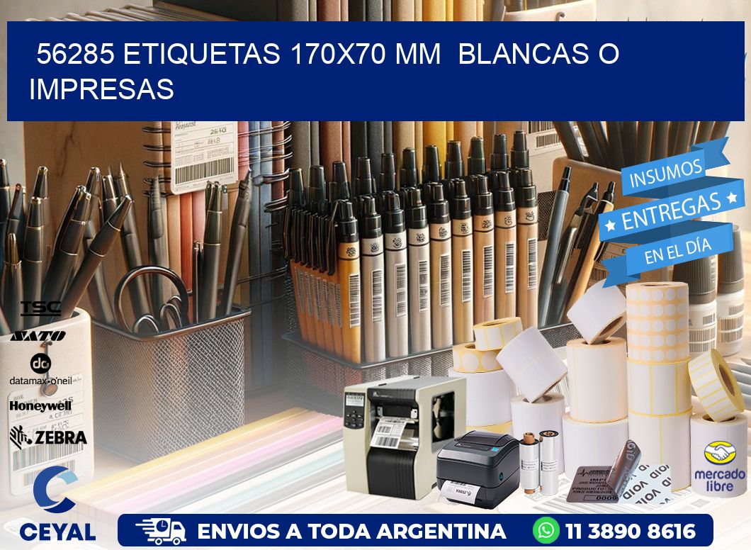 56285 ETIQUETAS 170x70 mm  BLANCAS O IMPRESAS