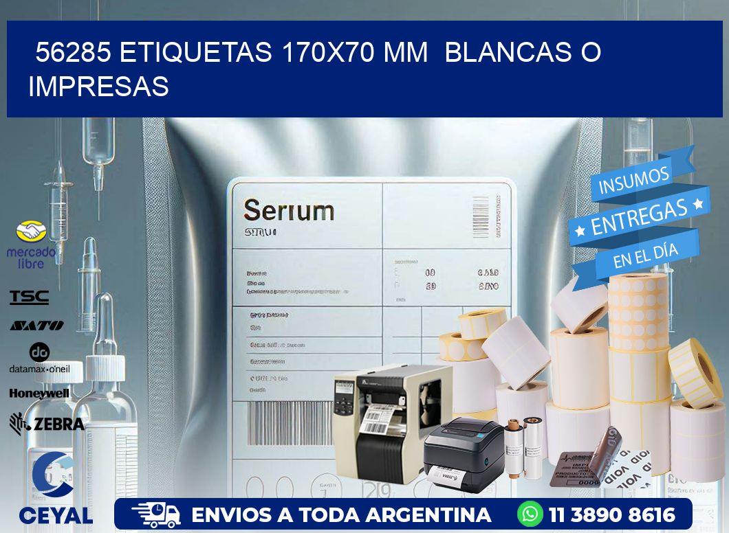 56285 ETIQUETAS 170×70 mm  BLANCAS O IMPRESAS