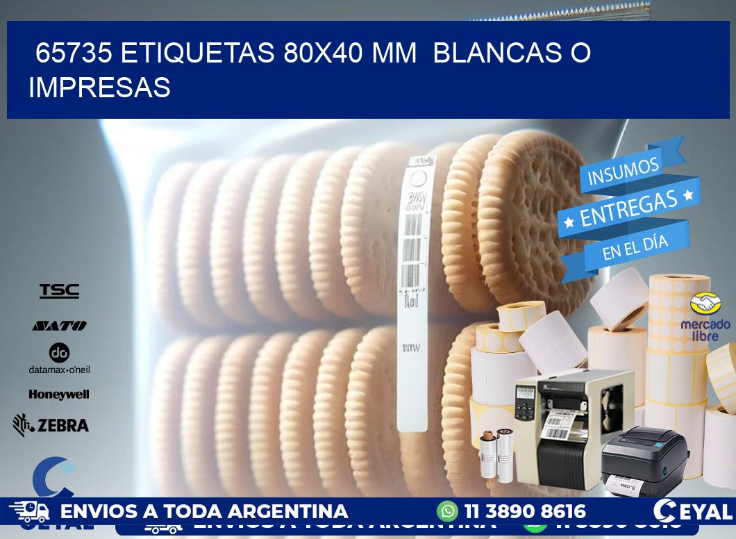 65735 ETIQUETAS 80x40 mm  BLANCAS O IMPRESAS