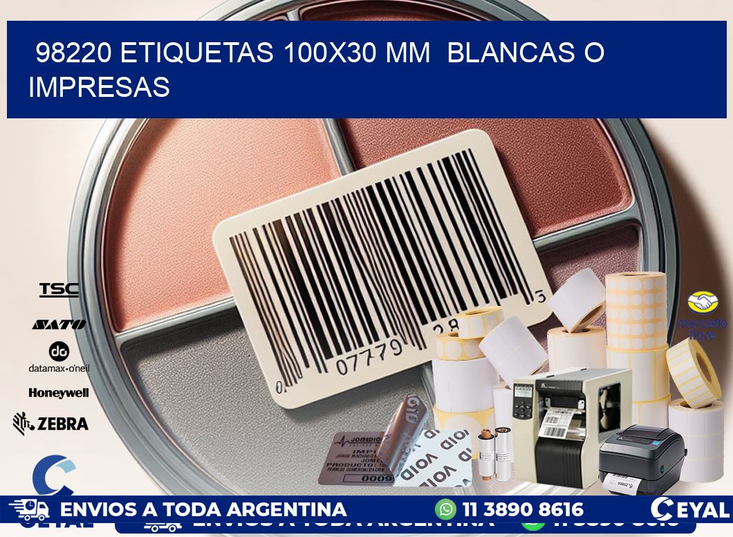98220 ETIQUETAS 100×30 mm  BLANCAS O IMPRESAS