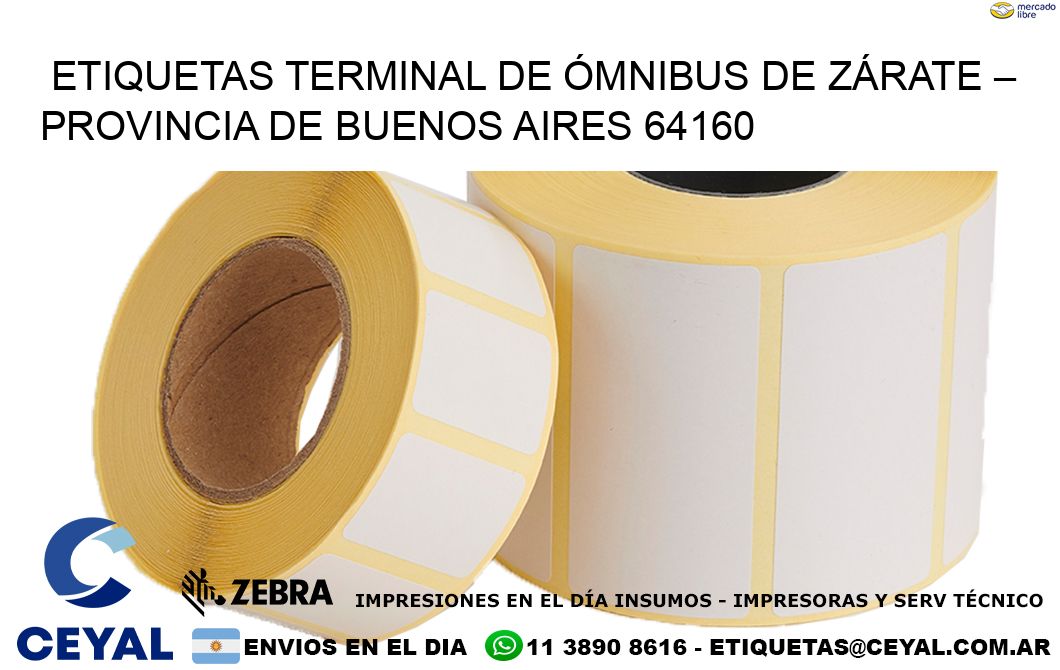 ETIQUETAS TERMINAL DE ÓMNIBUS DE ZÁRATE – PROVINCIA DE BUENOS AIRES 64160