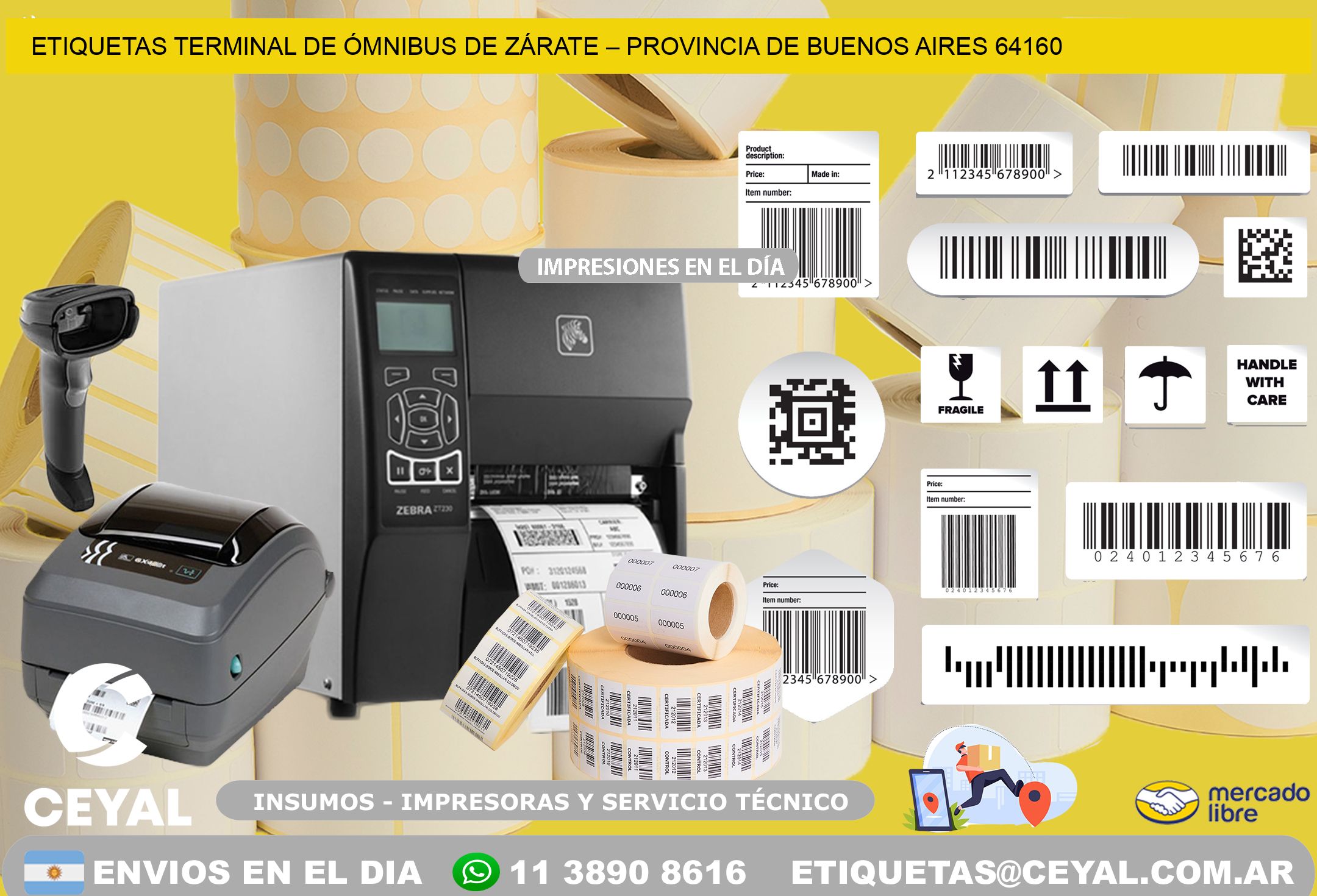 ETIQUETAS TERMINAL DE ÓMNIBUS DE ZÁRATE – PROVINCIA DE BUENOS AIRES 64160