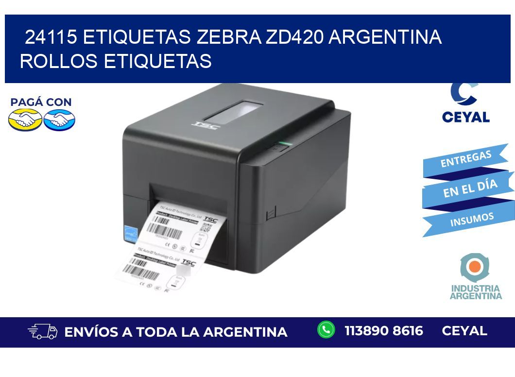 24115 etiquetas zebra zd420 argentina ROLLOS ETIQUETAS