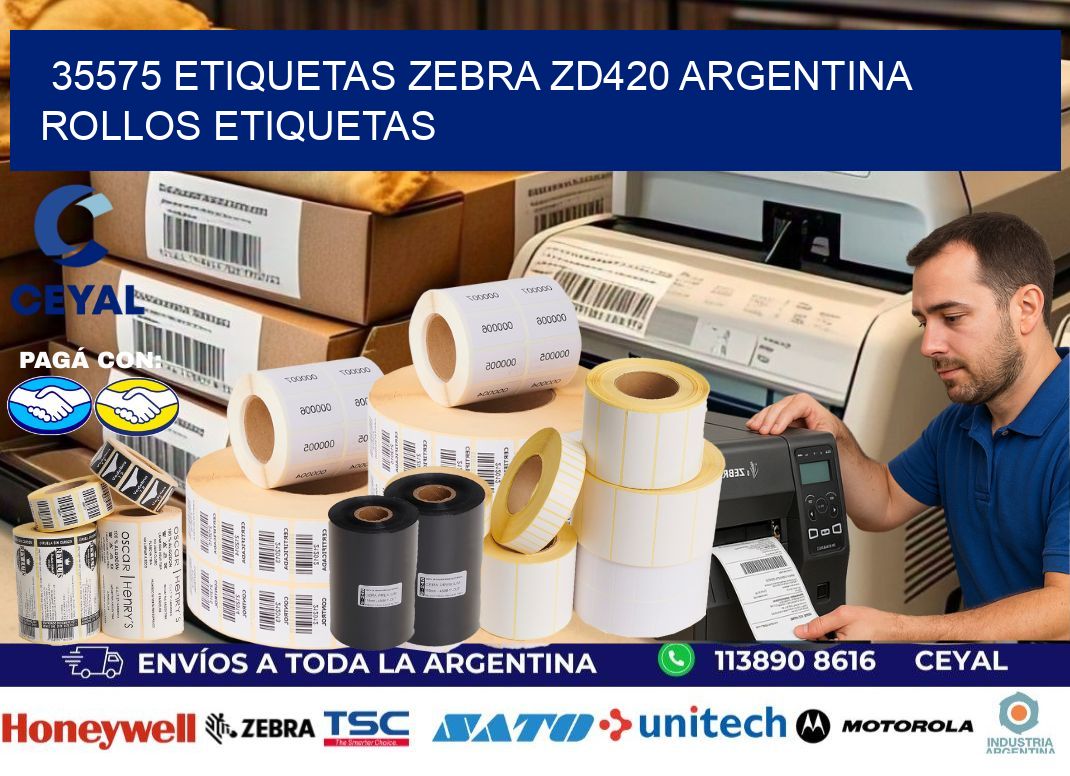 35575 etiquetas zebra zd420 argentina ROLLOS ETIQUETAS