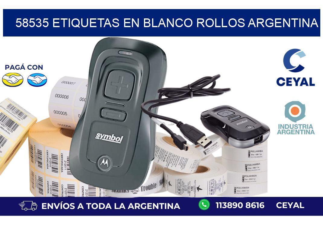 58535 ETIQUETAS EN BLANCO ROLLOS ARGENTINA