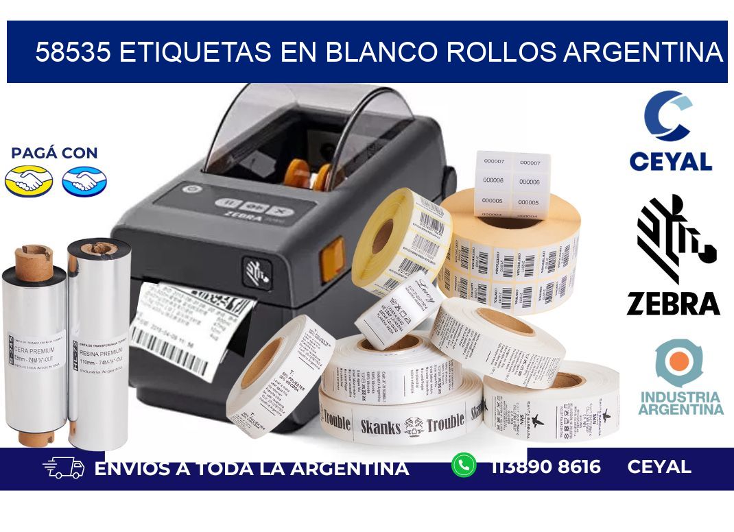 58535 ETIQUETAS EN BLANCO ROLLOS ARGENTINA