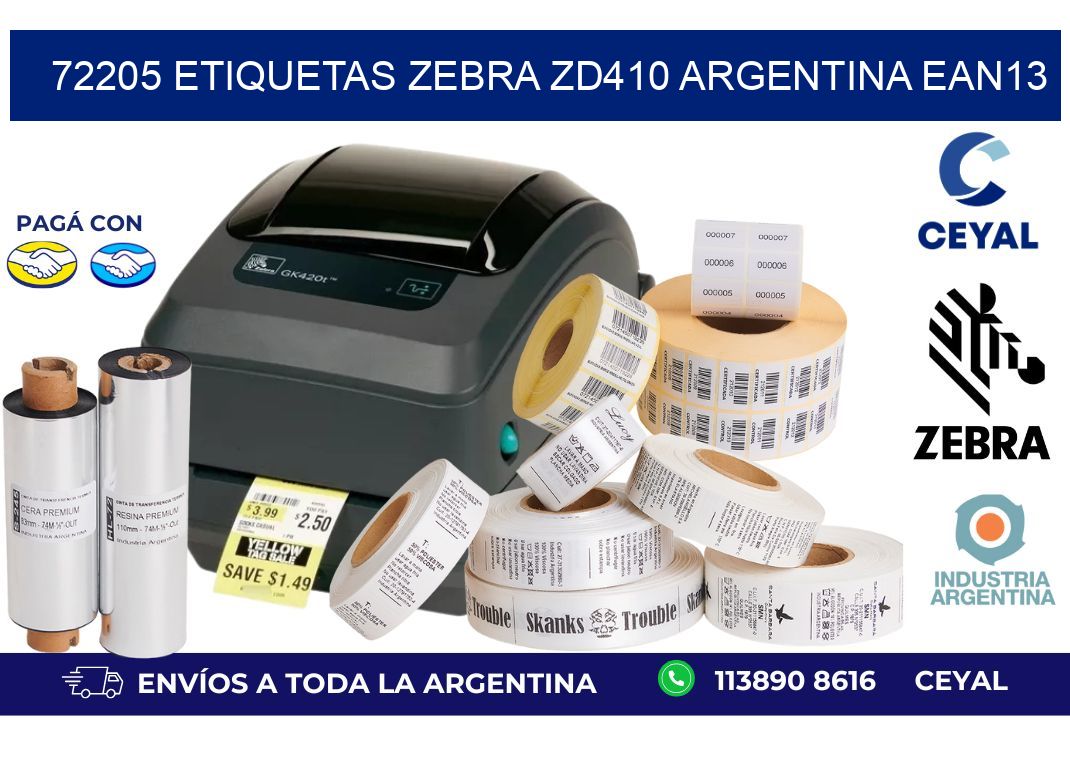72205 etiquetas zebra zd410 argentina EAN13