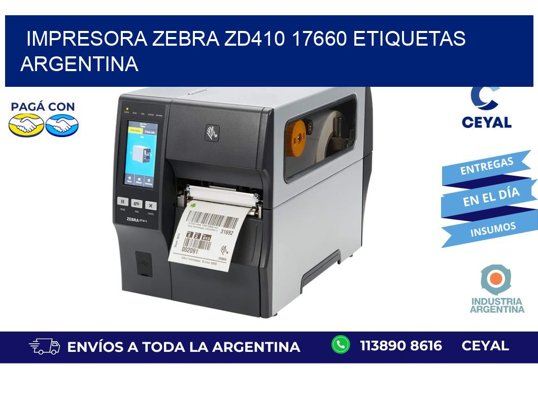 Impresora zebra zd410 17660 etiquetas argentina