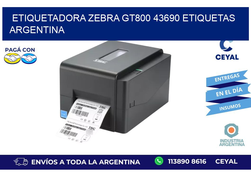 etiquetadora zebra gt800 43690 etiquetas argentina