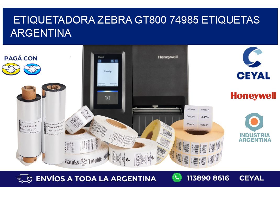 etiquetadora zebra gt800 74985 etiquetas argentina