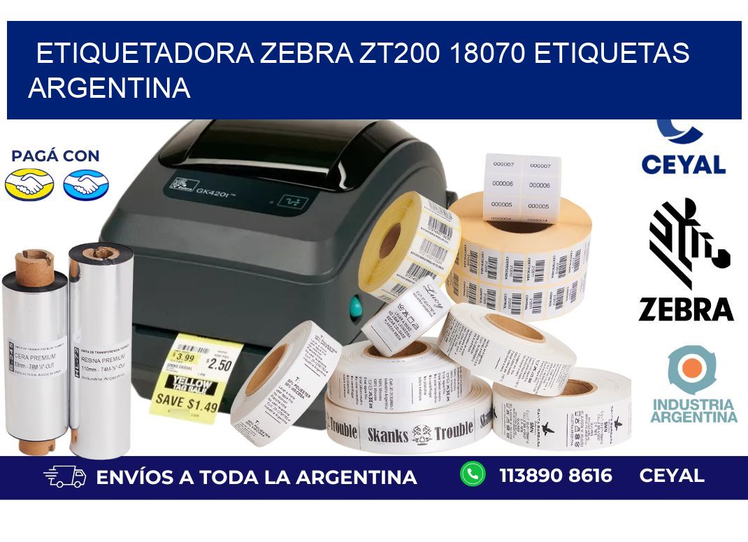 etiquetadora zebra zt200 18070 etiquetas argentina