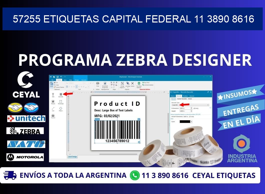 57255 ETIQUETAS CAPITAL FEDERAL 11 3890 8616
