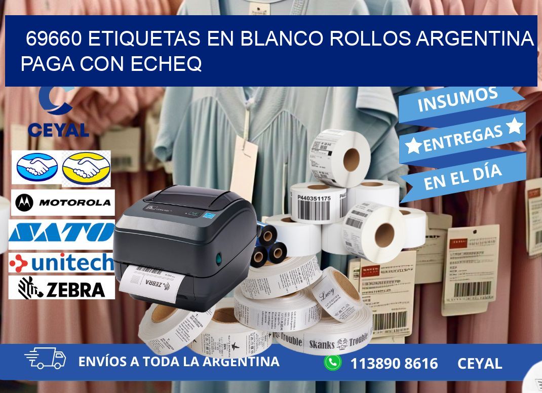 69660 ETIQUETAS EN BLANCO ROLLOS ARGENTINA PAGA CON ECHEQ