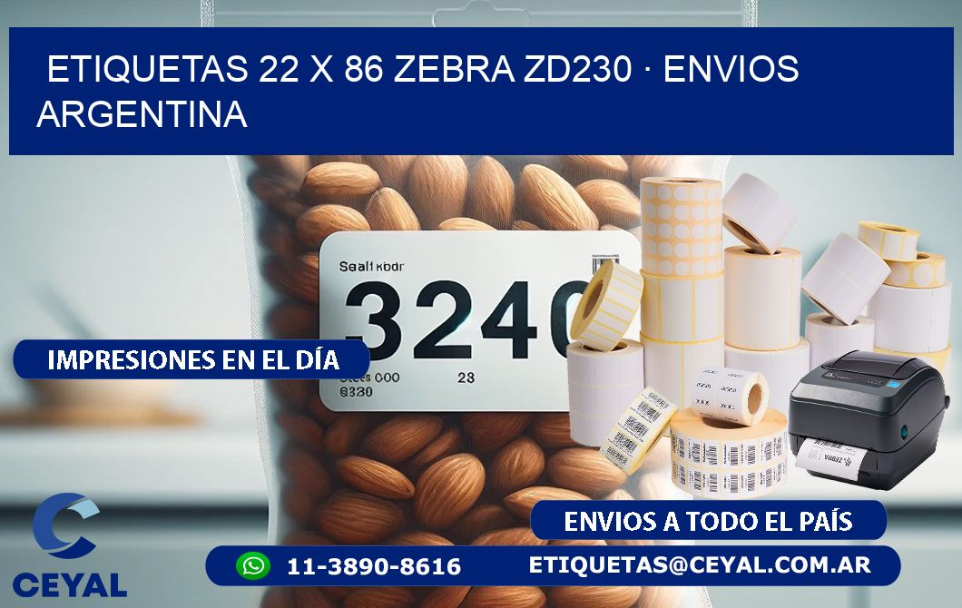 ETIQUETAS 22 x 86 ZEBRA ZD230 · ENVIOS ARGENTINA