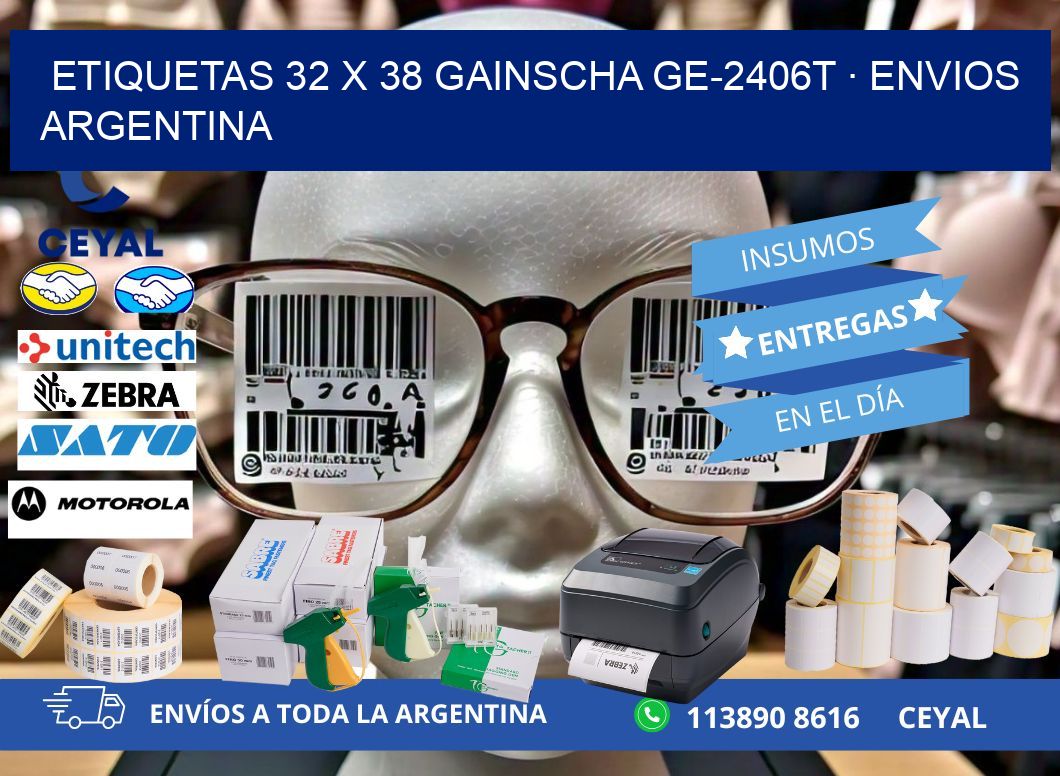 ETIQUETAS 32 x 38 GAINSCHA GE-2406T · ENVIOS ARGENTINA