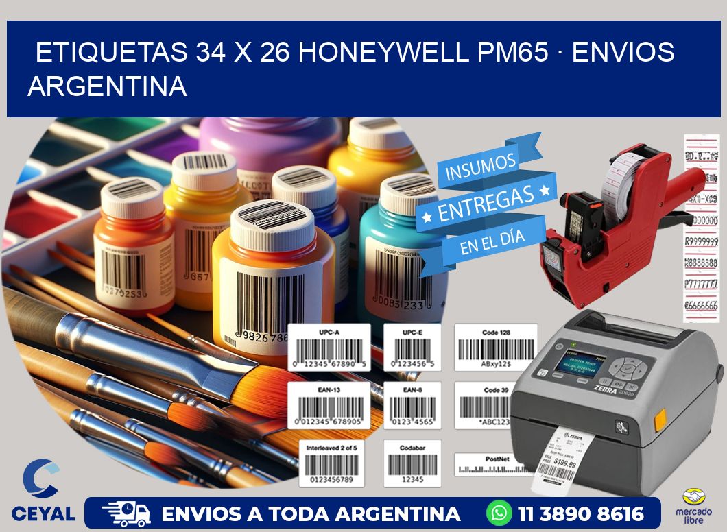 ETIQUETAS 34 x 26 HONEYWELL PM65 · ENVIOS ARGENTINA