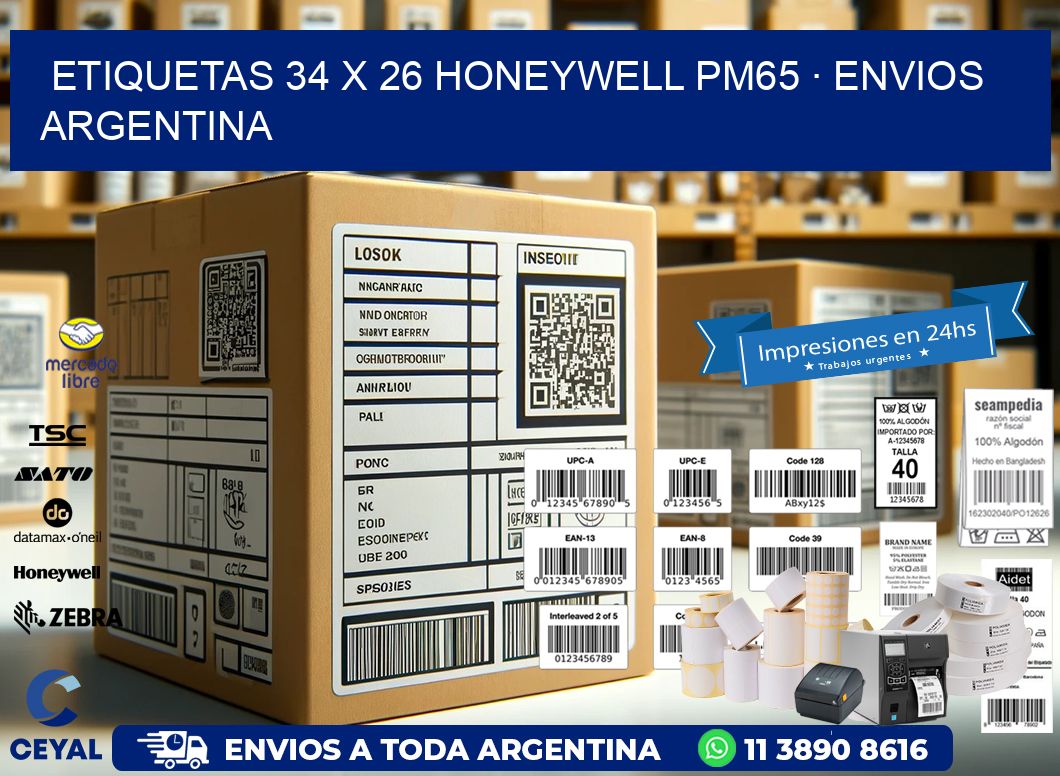 ETIQUETAS 34 x 26 HONEYWELL PM65 · ENVIOS ARGENTINA