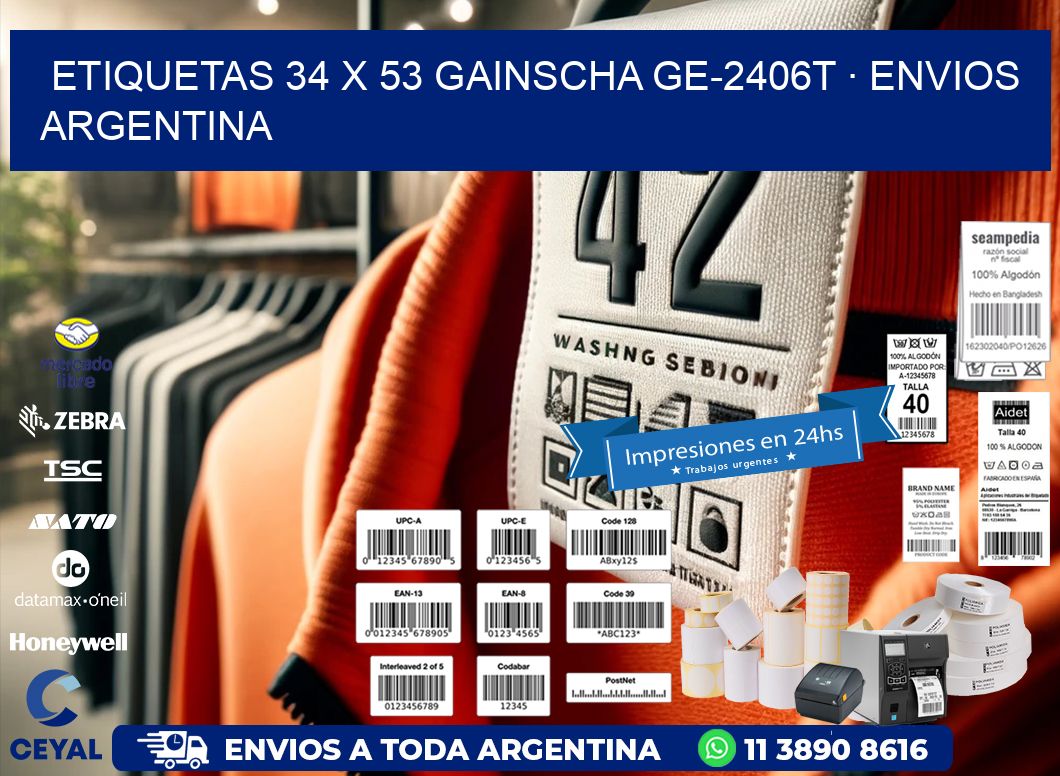 ETIQUETAS 34 x 53 GAINSCHA GE-2406T · ENVIOS ARGENTINA