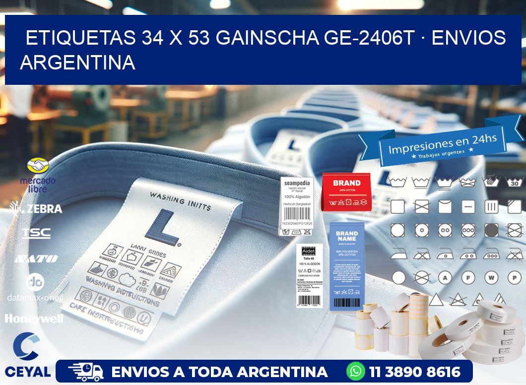 ETIQUETAS 34 x 53 GAINSCHA GE-2406T · ENVIOS ARGENTINA