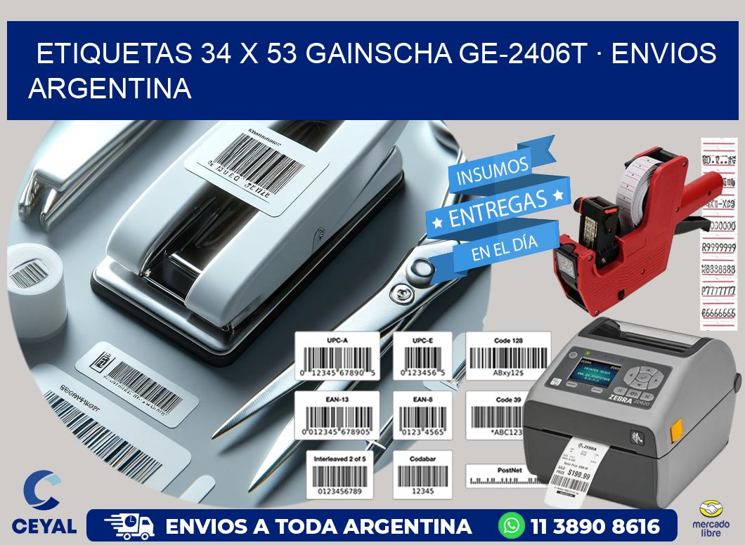 ETIQUETAS 34 x 53 GAINSCHA GE-2406T · ENVIOS ARGENTINA