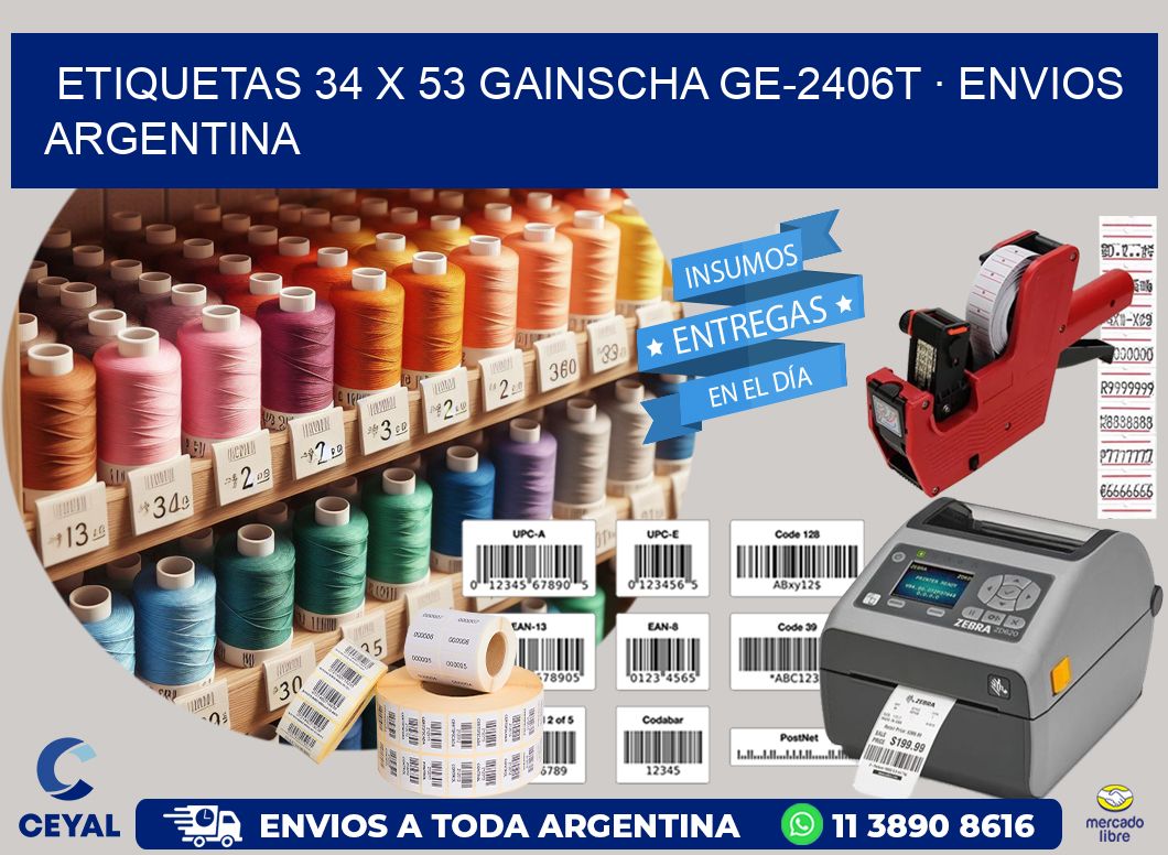 ETIQUETAS 34 x 53 GAINSCHA GE-2406T · ENVIOS ARGENTINA