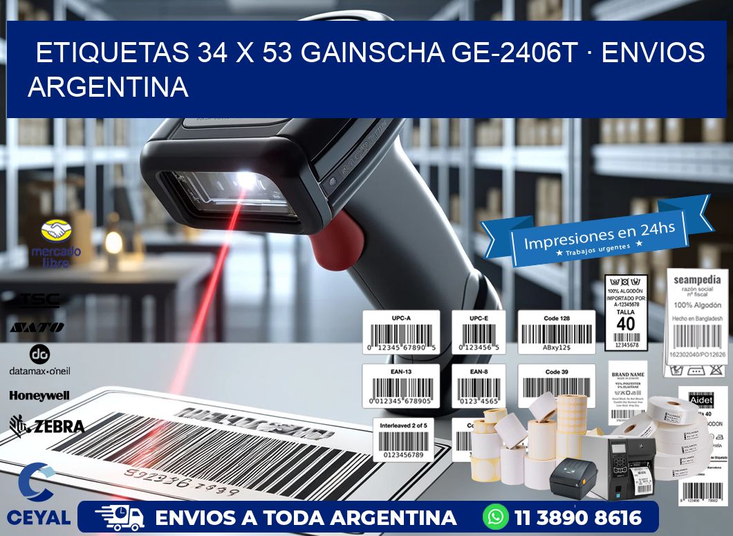ETIQUETAS 34 x 53 GAINSCHA GE-2406T · ENVIOS ARGENTINA
