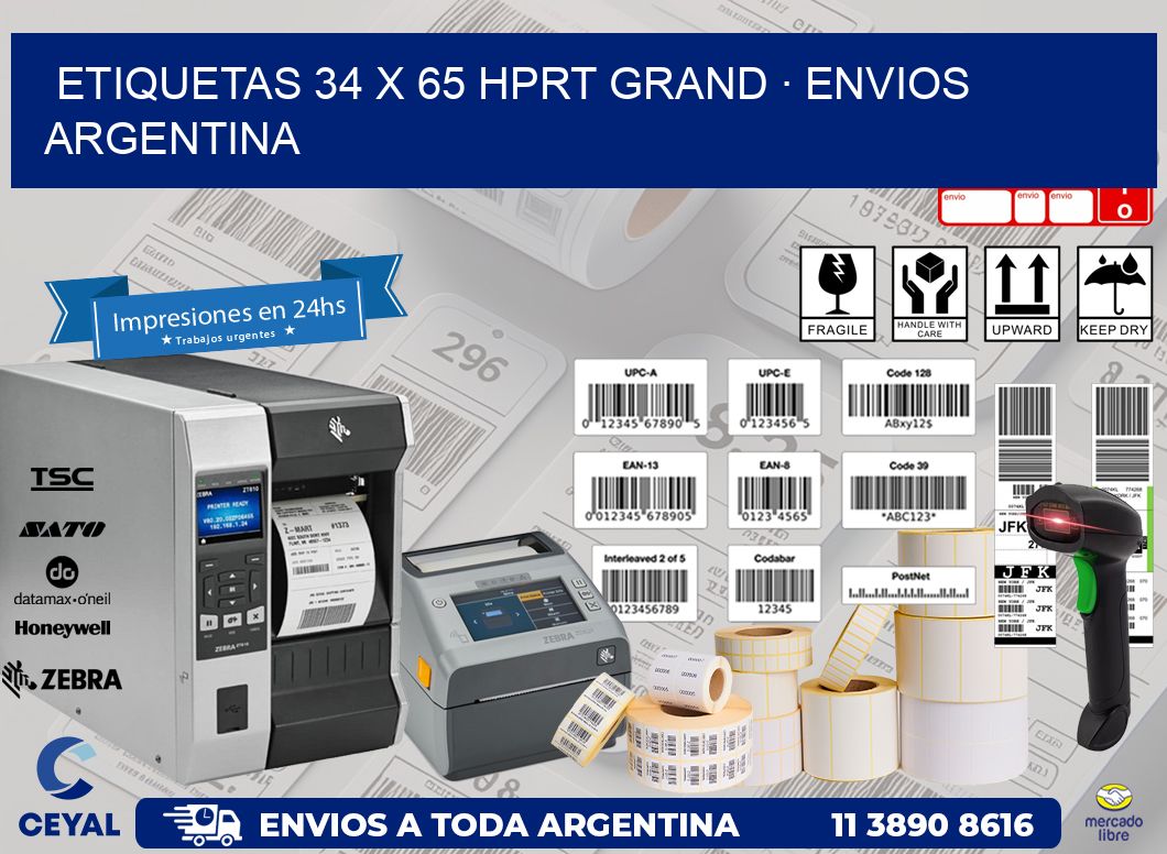 ETIQUETAS 34 x 65 HPRT GRAND · ENVIOS ARGENTINA