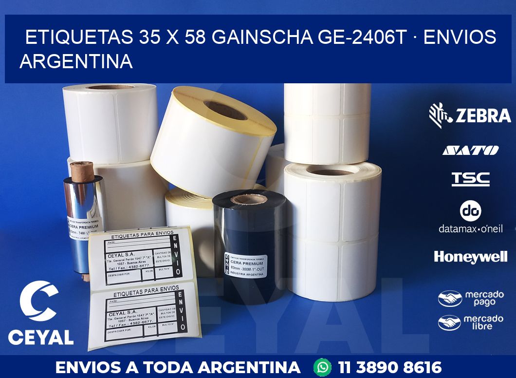 ETIQUETAS 35 x 58 GAINSCHA GE-2406T · ENVIOS ARGENTINA
