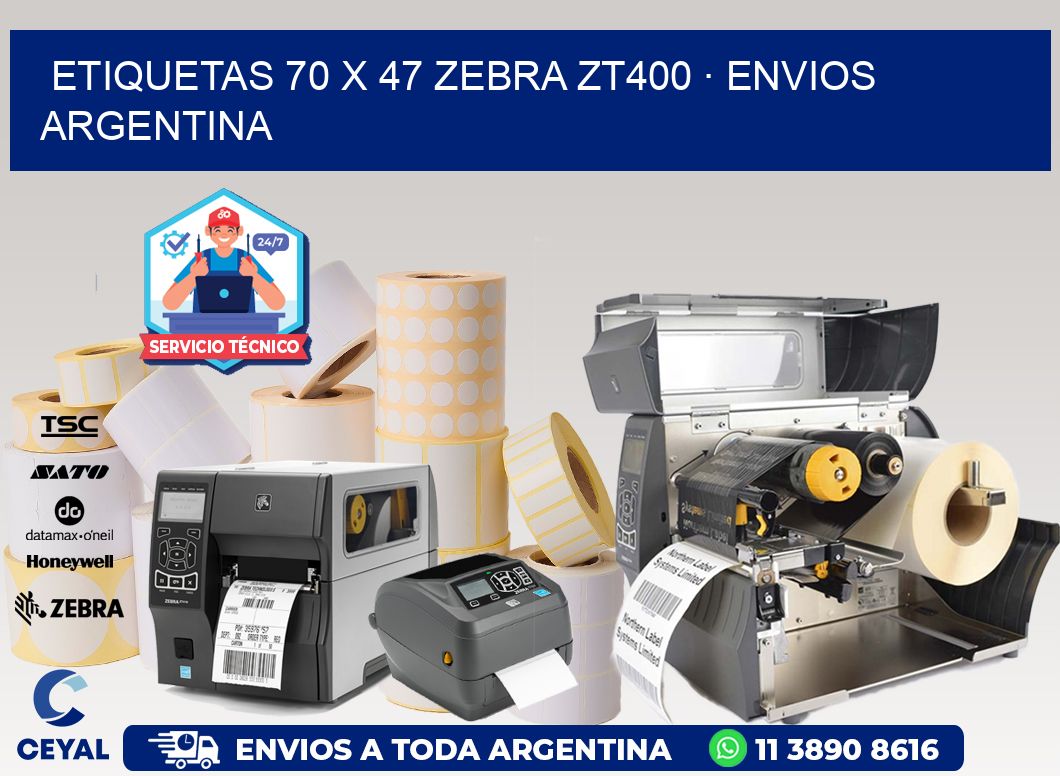 ETIQUETAS 70 x 47 ZEBRA ZT400 · ENVIOS ARGENTINA