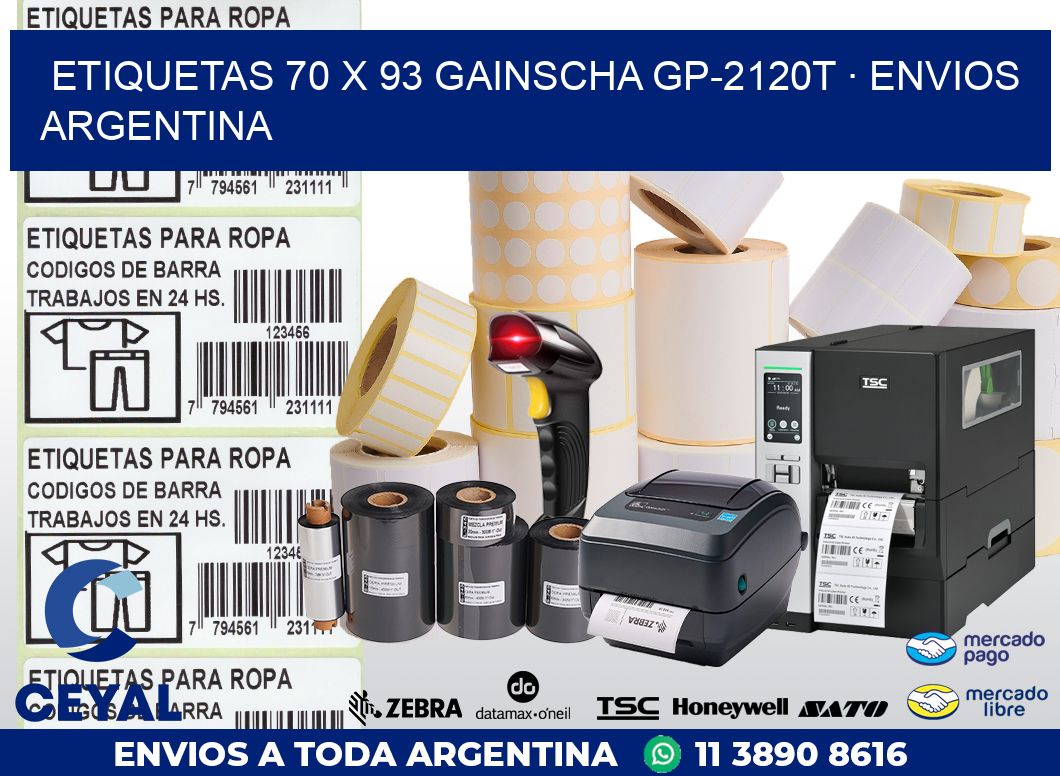 ETIQUETAS 70 x 93 GAINSCHA GP-2120T · ENVIOS ARGENTINA