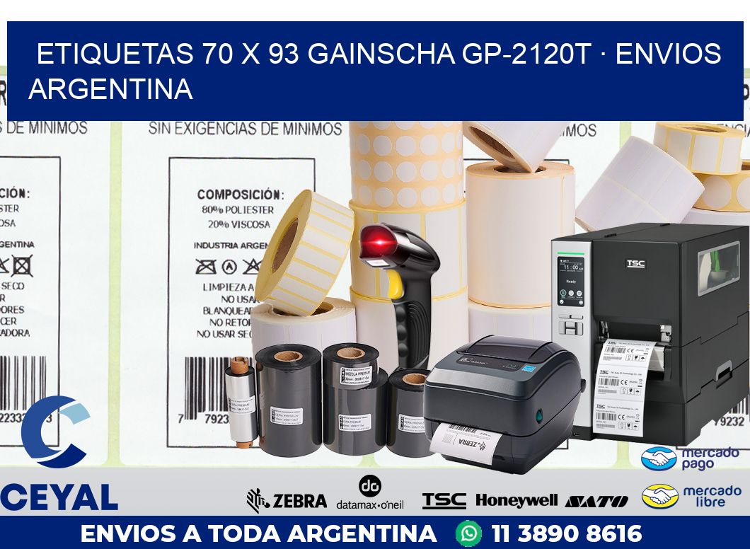 ETIQUETAS 70 x 93 GAINSCHA GP-2120T · ENVIOS ARGENTINA