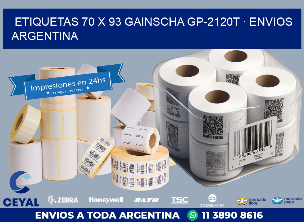 ETIQUETAS 70 x 93 GAINSCHA GP-2120T · ENVIOS ARGENTINA
