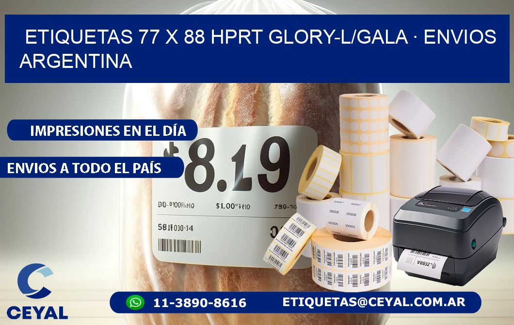 ETIQUETAS 77 x 88 HPRT GLORY-L/GALA · ENVIOS ARGENTINA