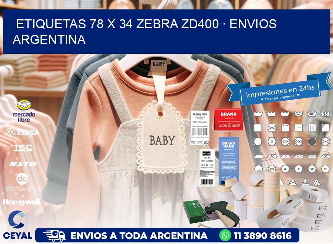 ETIQUETAS 78 x 34 ZEBRA ZD400 · ENVIOS ARGENTINA