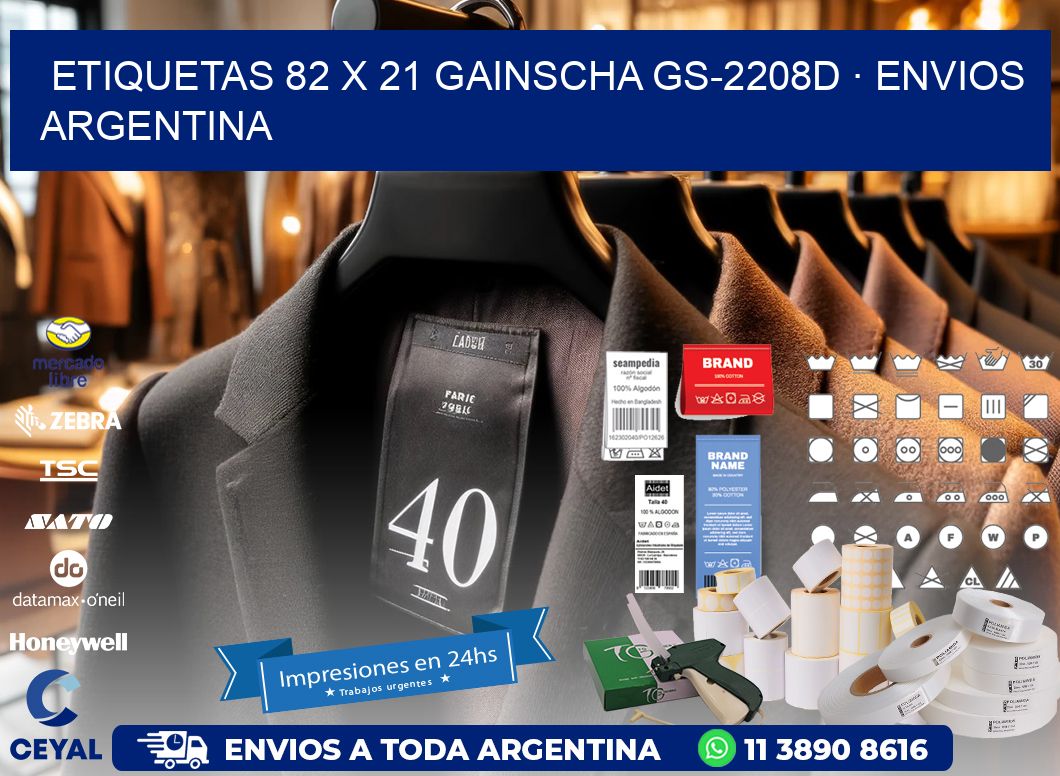 ETIQUETAS 82 x 21 GAINSCHA GS-2208D · ENVIOS ARGENTINA