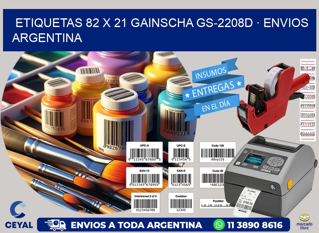 ETIQUETAS 82 x 21 GAINSCHA GS-2208D · ENVIOS ARGENTINA