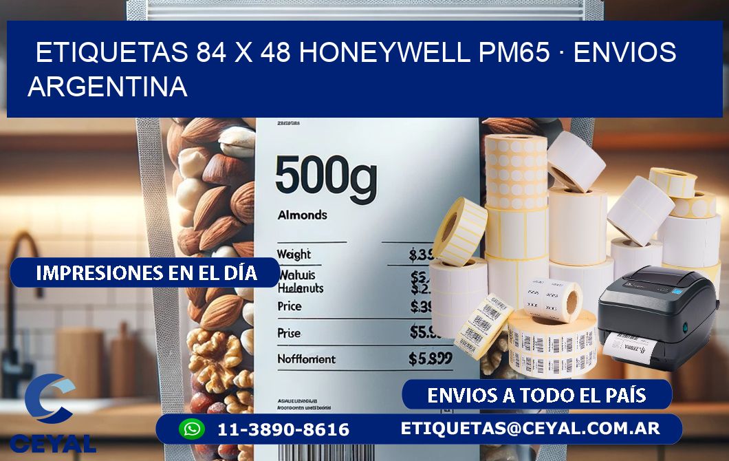 ETIQUETAS 84 x 48 HONEYWELL PM65 · ENVIOS ARGENTINA