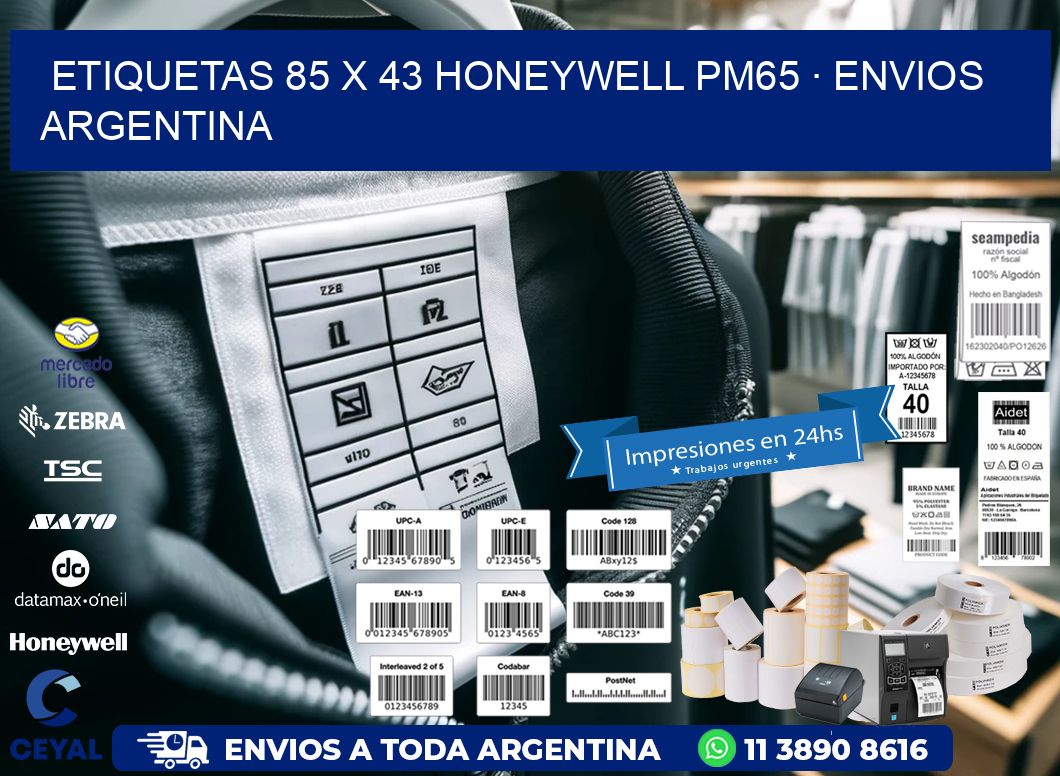 ETIQUETAS 85 x 43 HONEYWELL PM65 · ENVIOS ARGENTINA