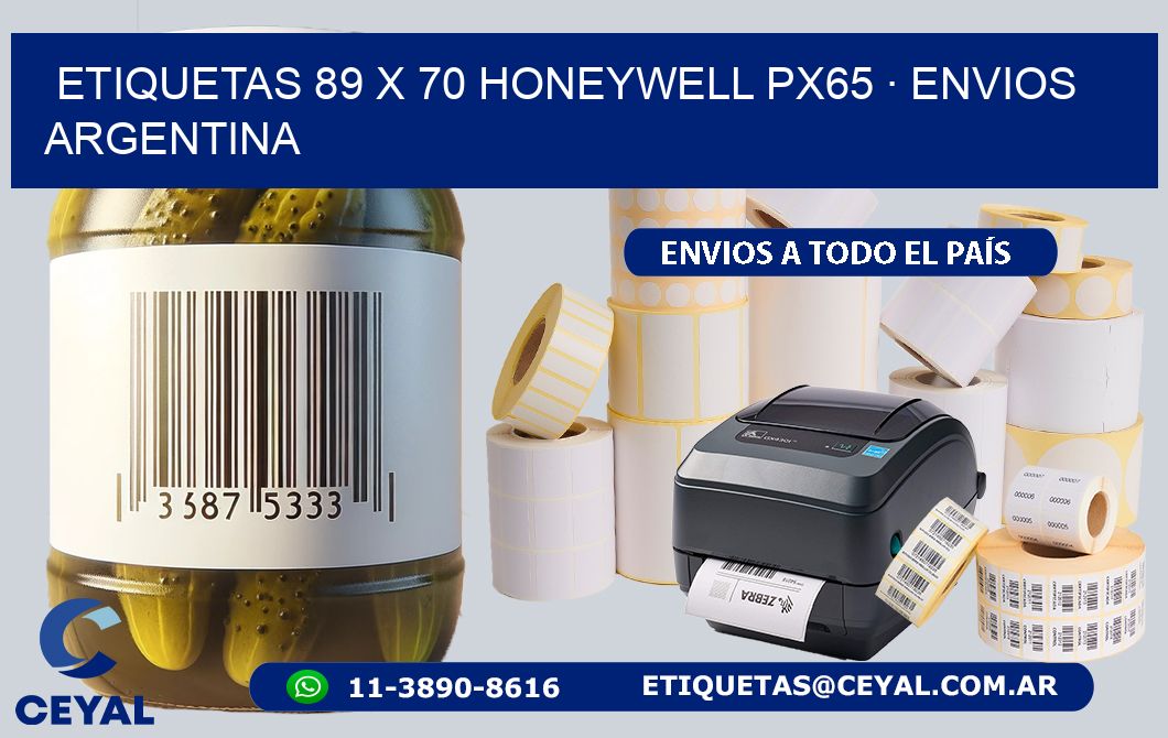 ETIQUETAS 89 x 70 HONEYWELL PX65 · ENVIOS ARGENTINA
